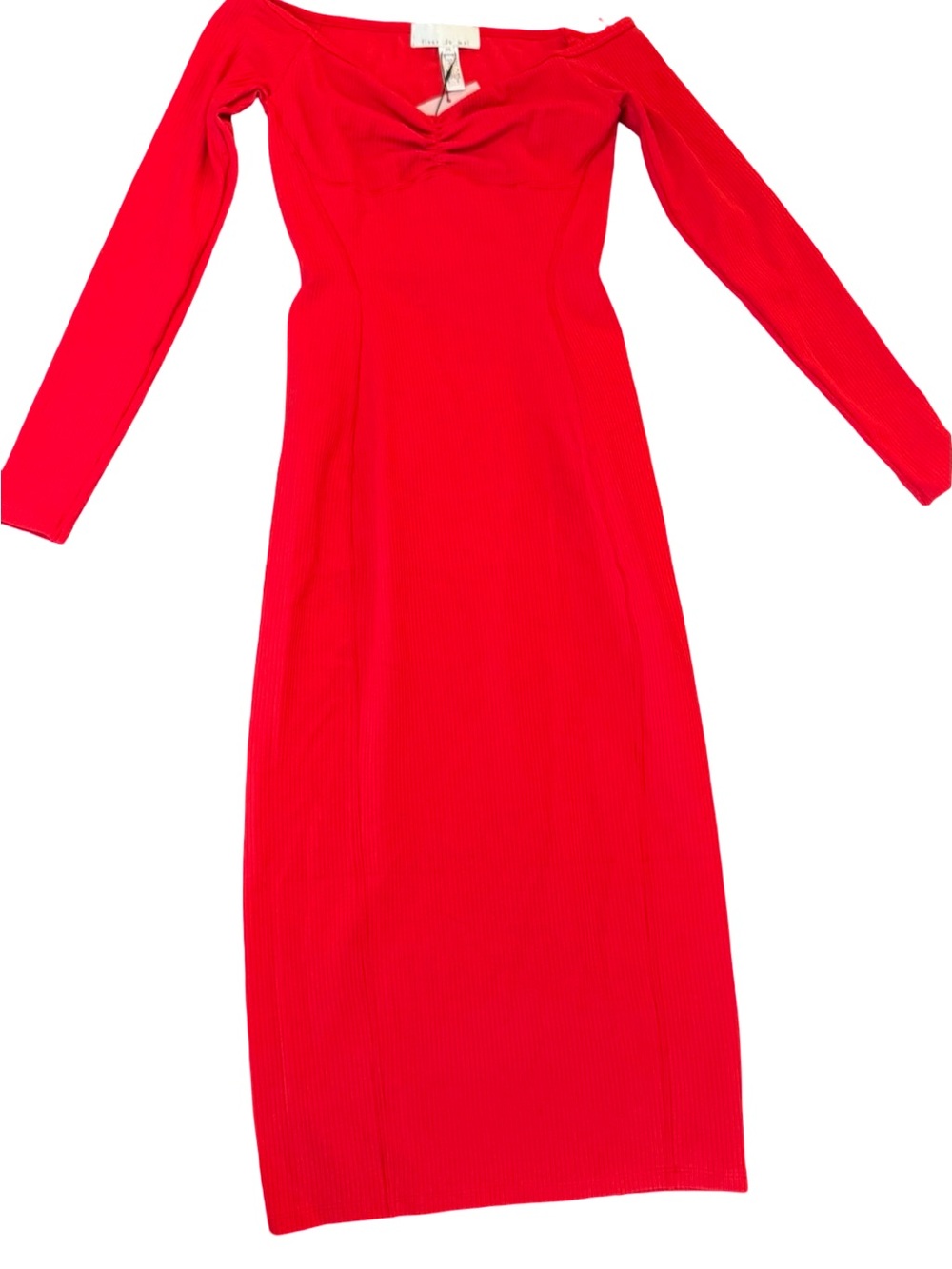 Fleur du Mal OFF SHOULDER HOURGLASS RIB MIDI DRESS NWT - Picture 9 of 16